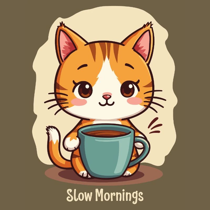 Langsame Morgenkatze mit Kaffee