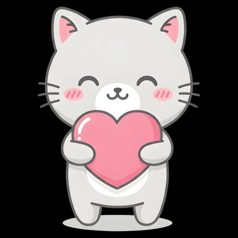 Cœur de chat Kawaii Kawaii Chat gris mignon
