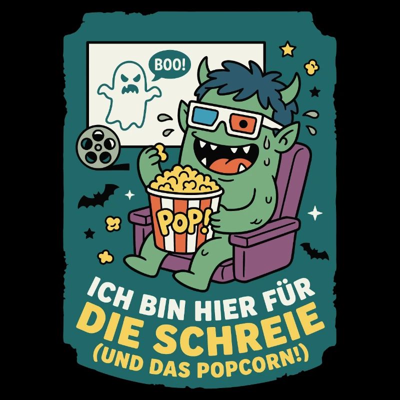 Horror Kino Schreien Popcorn Spruch