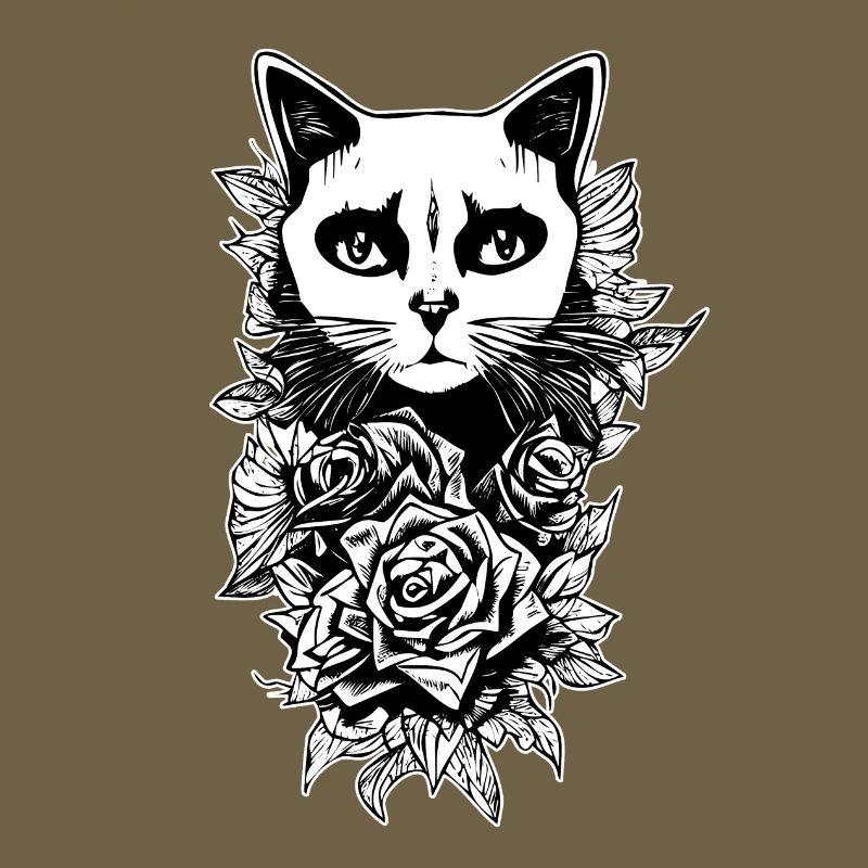 Dessin Gothique | Fleurs Et Chat