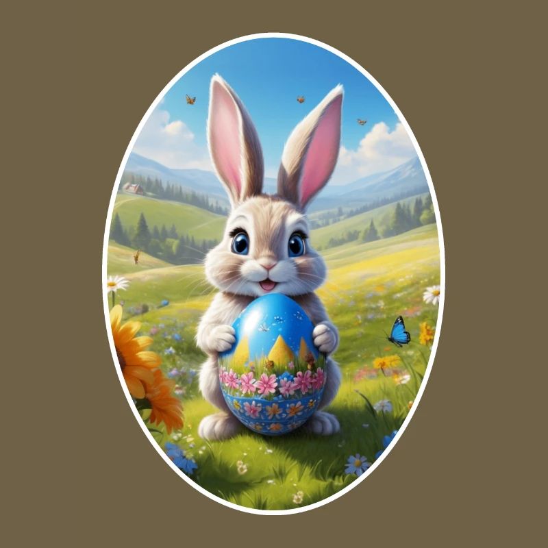 Osterhase mit Ei, Oval