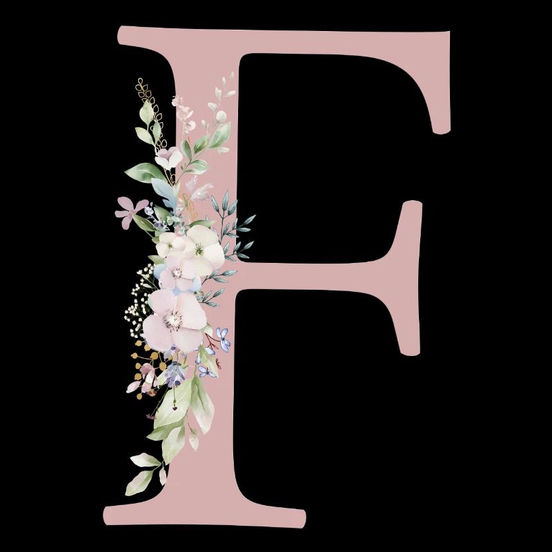F Monogram, Floral, Personnalisable