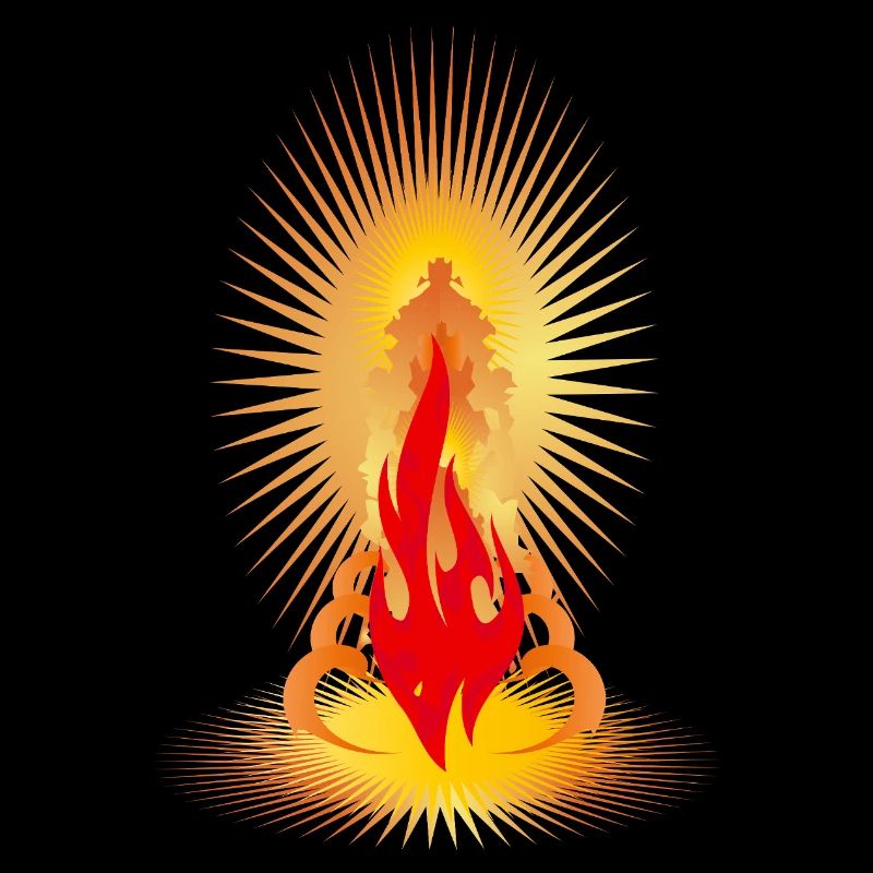 Feu du solstice avec aura dorée - motif spirituel