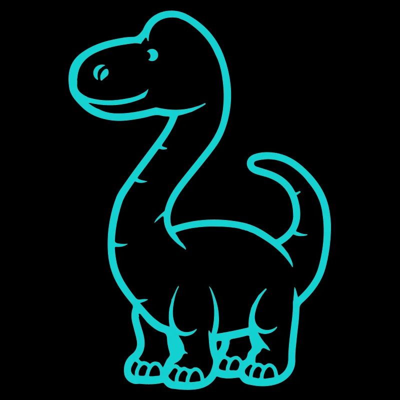 Turquoise Dino Line Drawing for Kids