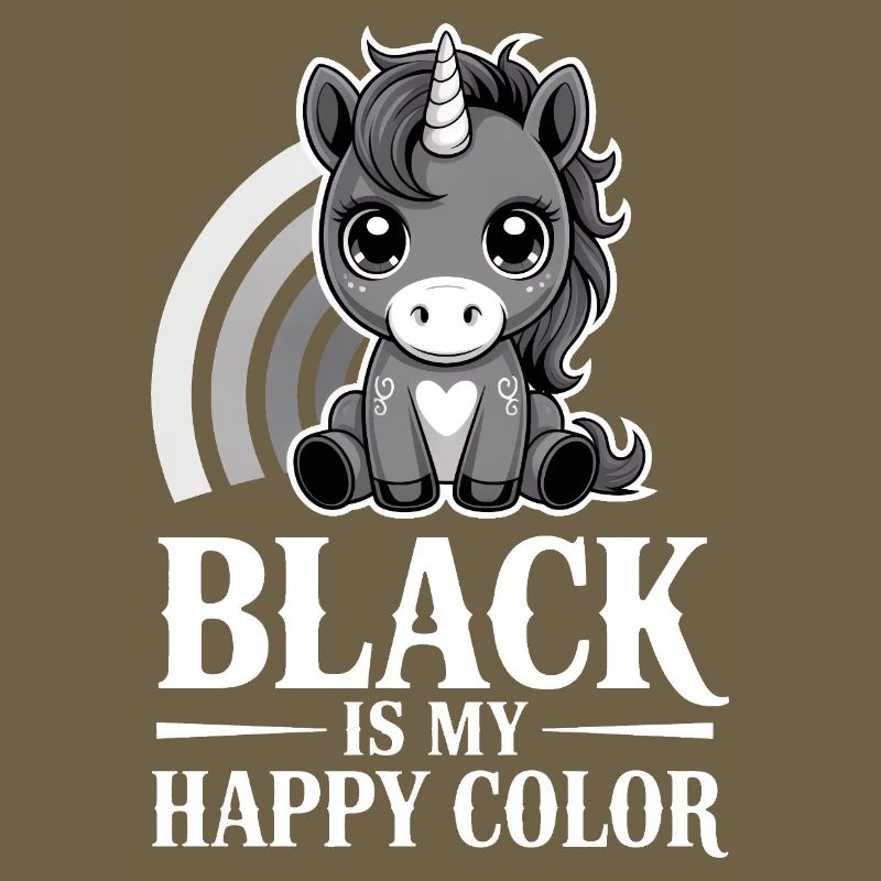 Le noir est ma licorne de couleur joyeuse