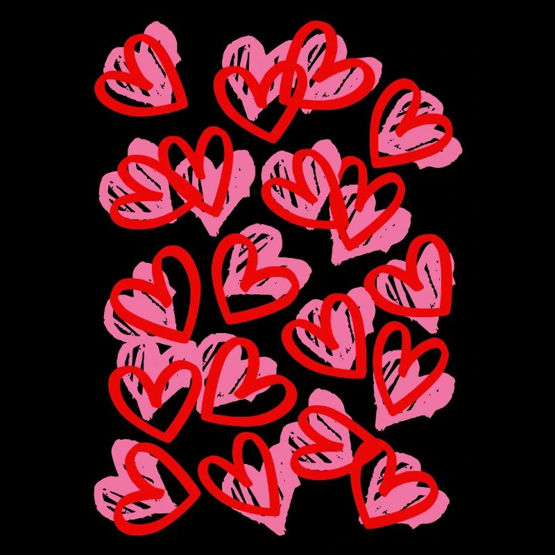 Herz-Doodle in roter Linienkunst