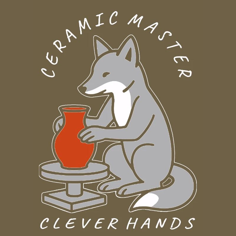 Ceramic Master Fox on Pottery Wheel