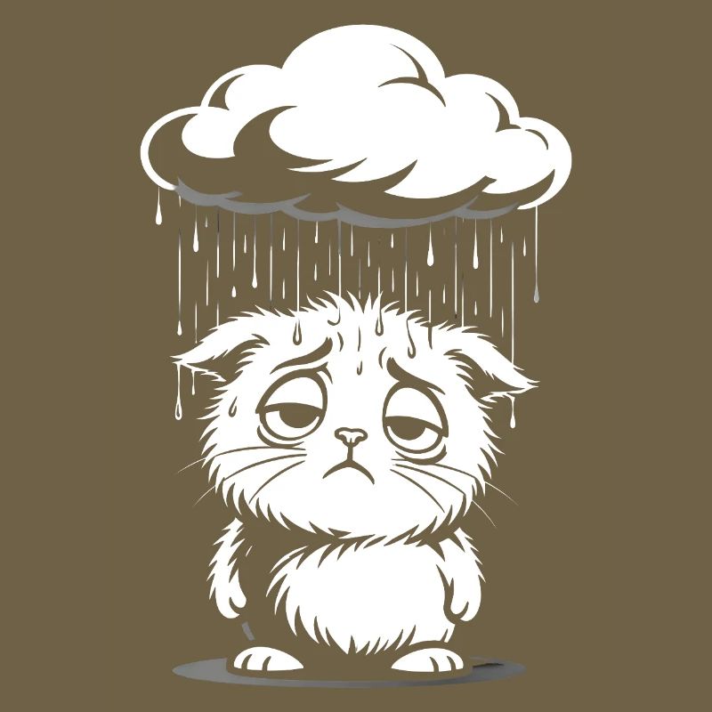 Sad Cat - Retro Comic Kitten