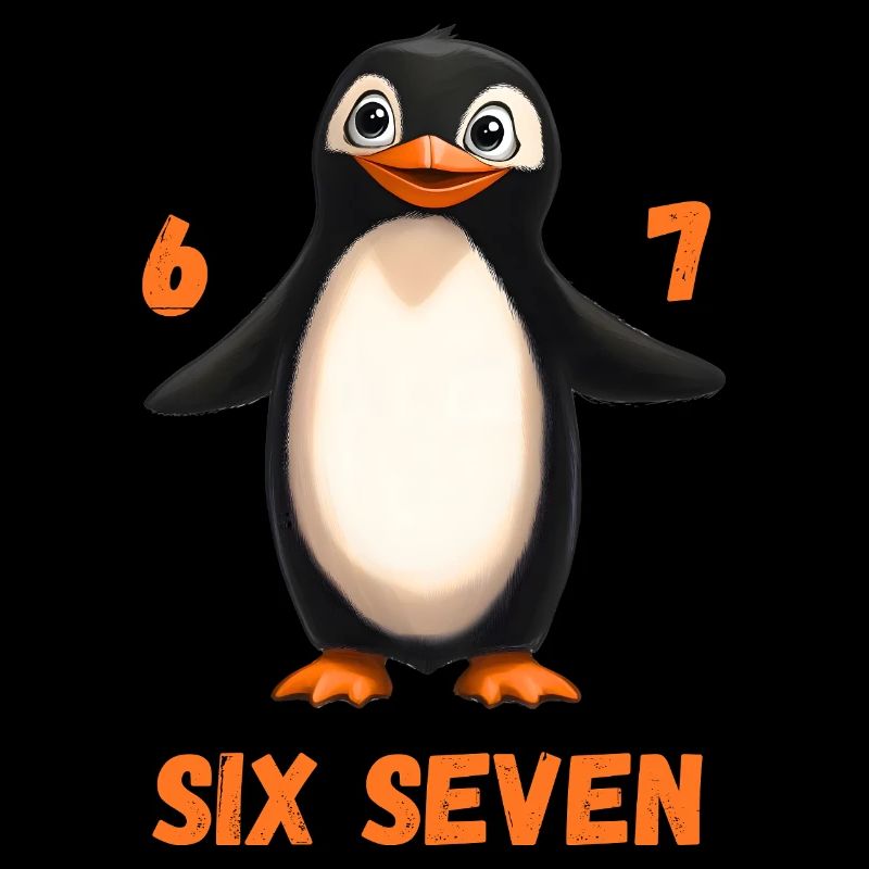 Six Seven 67 Penguin Funny Meme Design