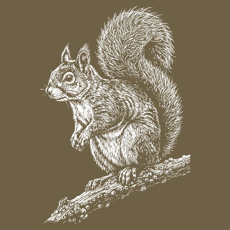 Squirrel Silhouette on Branch