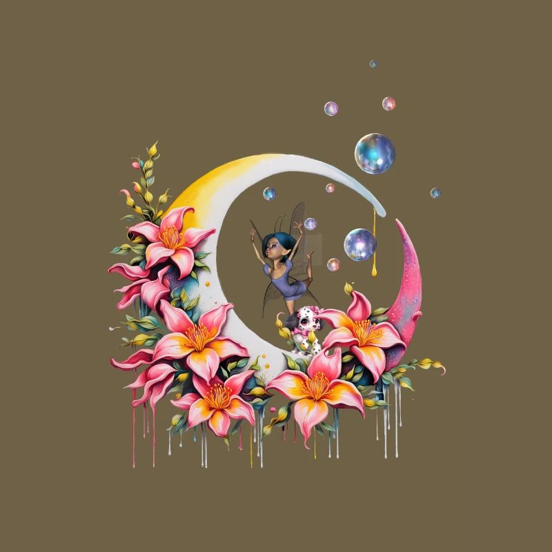 Fée dansant sur la lune