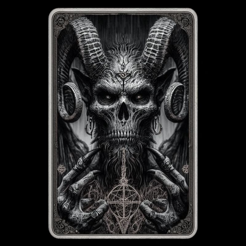 Dämon mit Hörnern und Pentagramm