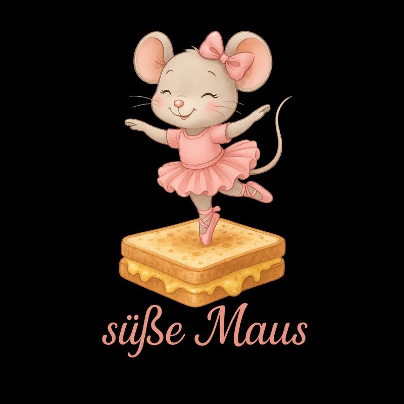 Cute ballerina mouse on cheese sandwich