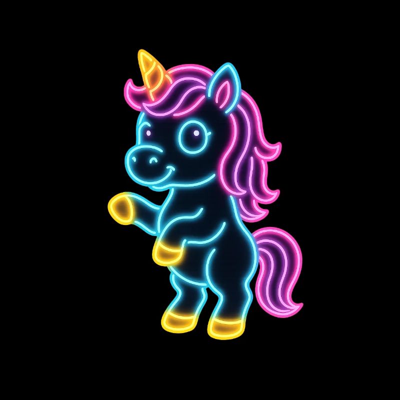 Süßes Neon Einhorn stehend | Bunt und leuchtend