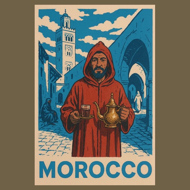 Traditional Morocco motif with tea lore