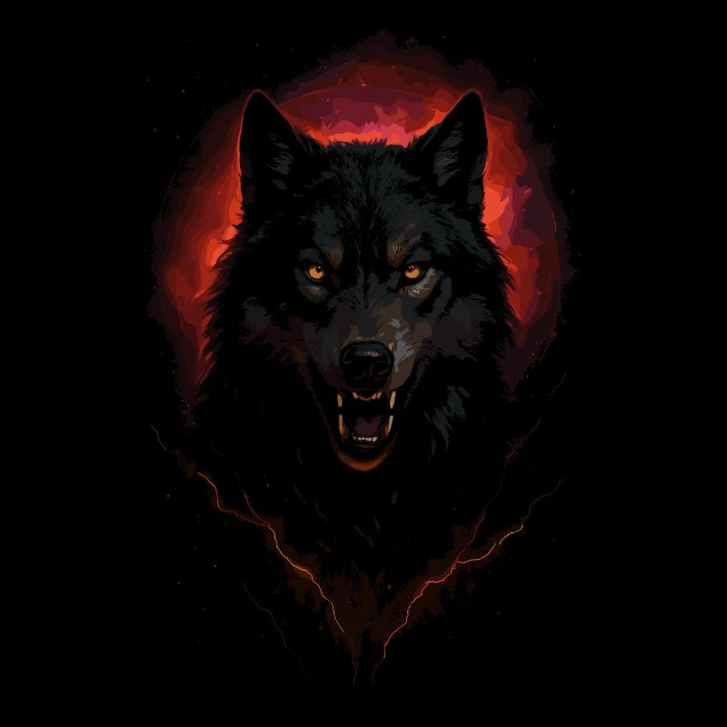 Loup sombre créature nocturne intense Halo Rouge