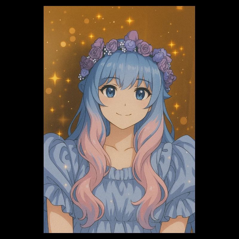 Blumenkrone Animefig mit Pastellhaar