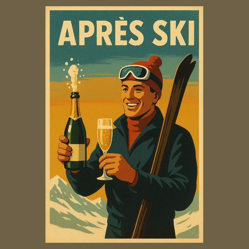 Affiche de célébration vintage après ski