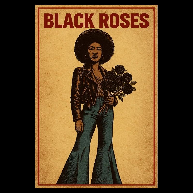 Roses Noires Afro Poster Vintage