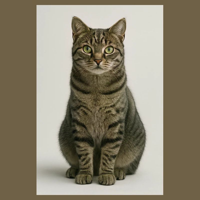 Seated tabby cat portrait