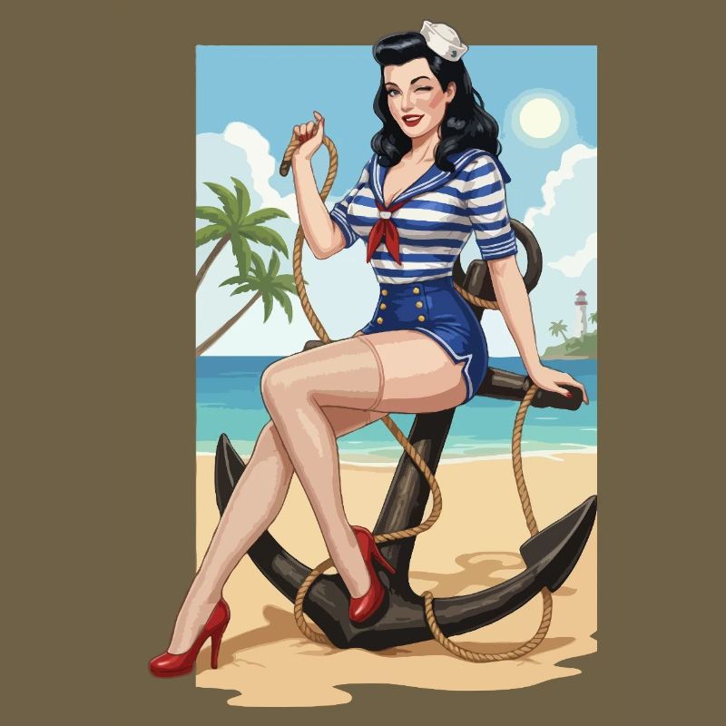 Beach sailor pinup