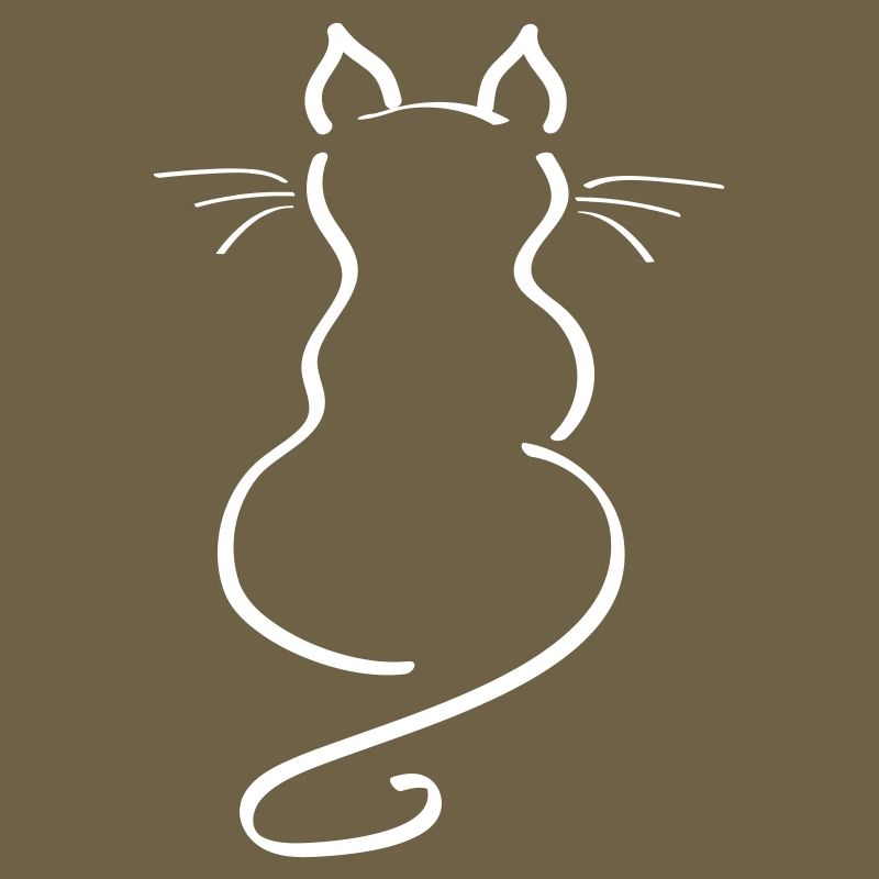 Cat Minimalist Line Back Plain Thick