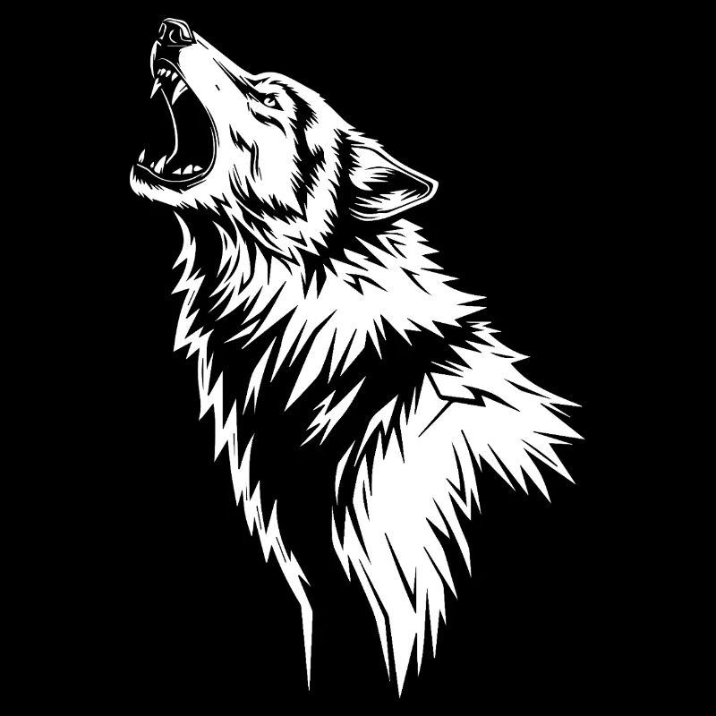Howling wolf in silhouette