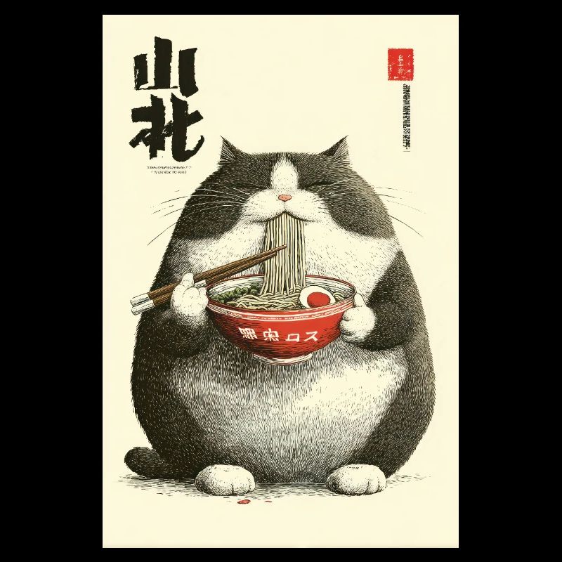 Chonky Cat Ramen Ukiyo-e