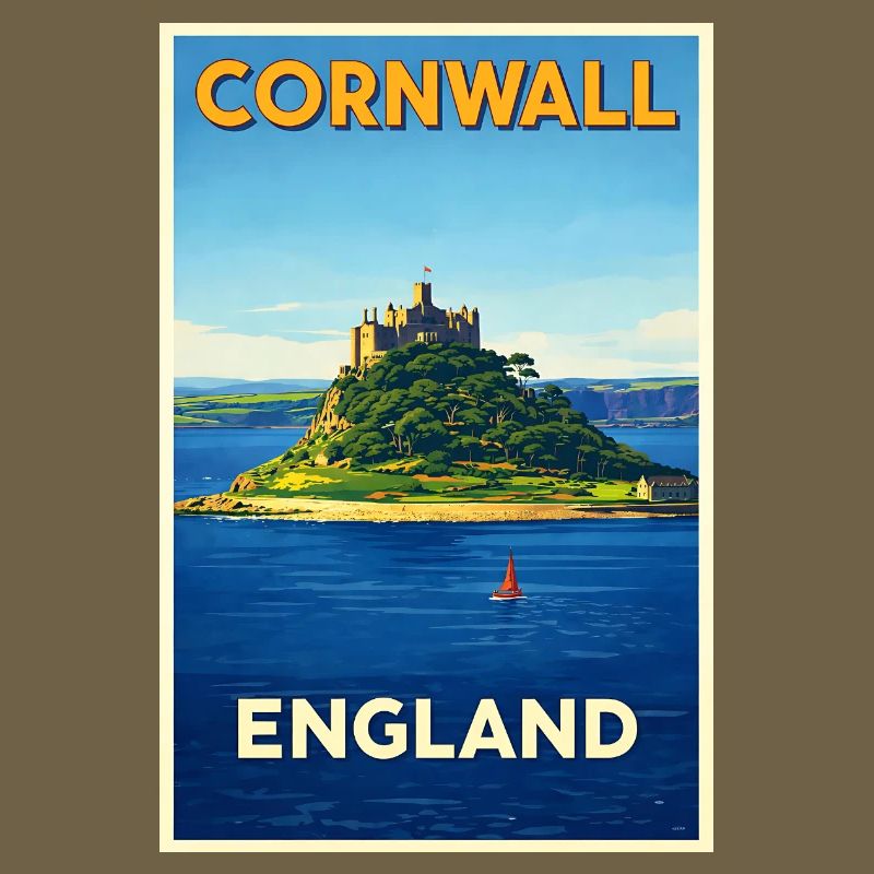 Cornwall England – Retro Reiseposter