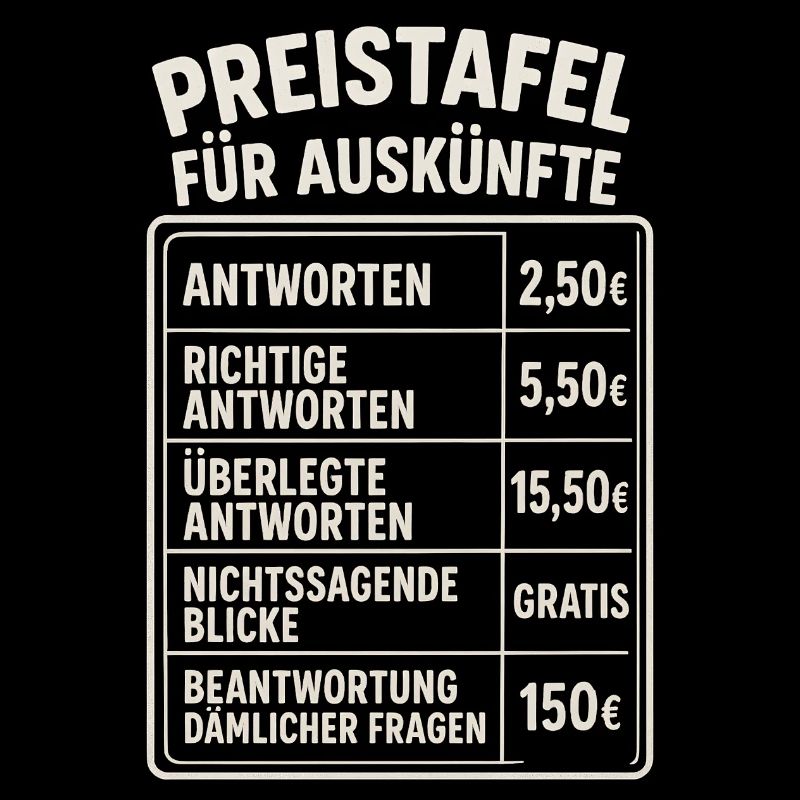 Price list for information work sayings funny