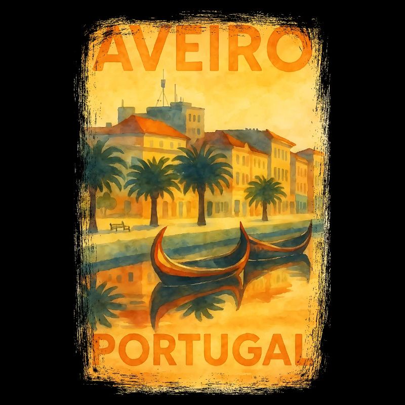 Aveiro, Portugal – Affiche aquarelle Moliceiros