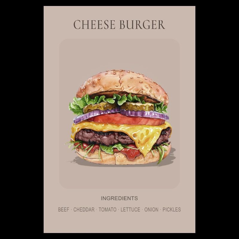 Cheese Burger Poster Food Illustration Kitchen