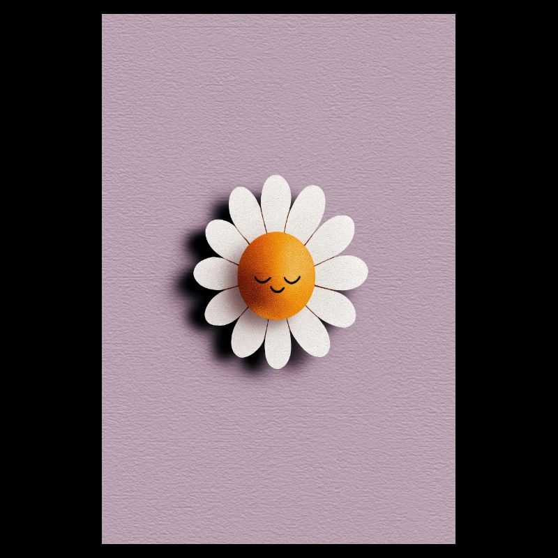 Fröhliche Gänseblümchen-Sonne auf fliederfarbenem Hintergrund