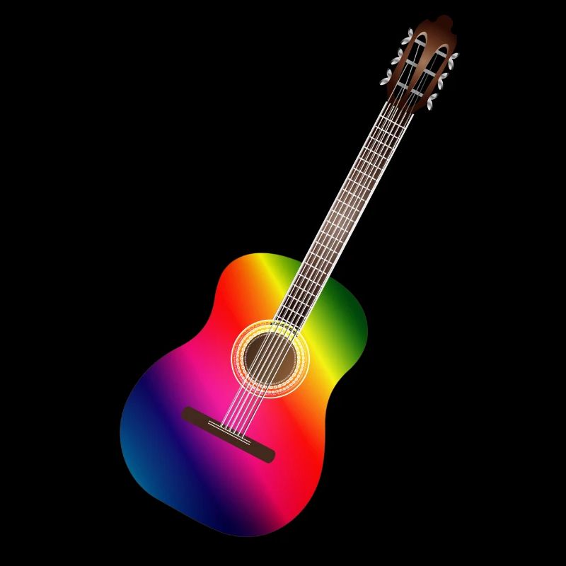 schöne bunte Akustik Gitarre in Regenbogen Farben