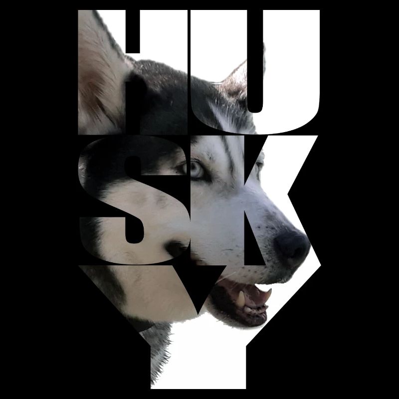 Motif husky vivant avec tête et texte