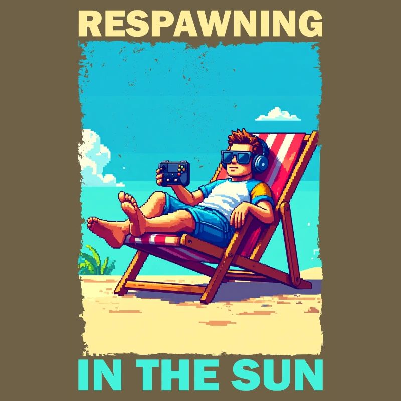 Pixelart Strandjugend mit Gaming-Elementen