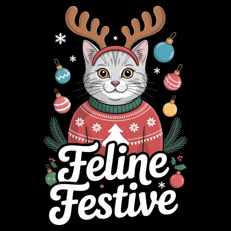 Feline Festive Weihnachts Katze Rentier Geweih
