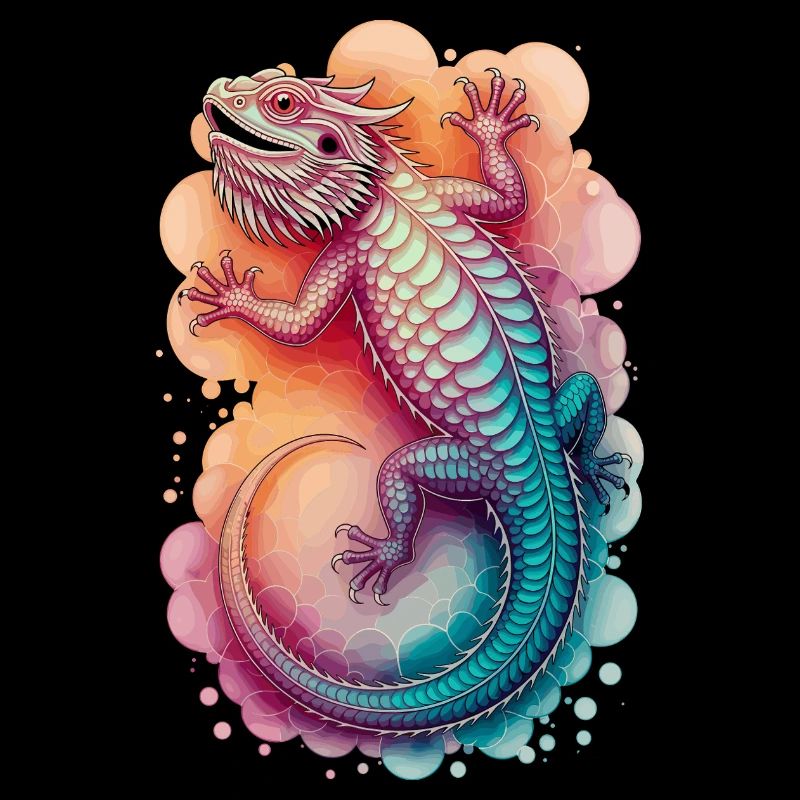 Majestic Colorful Lizard Illustration for