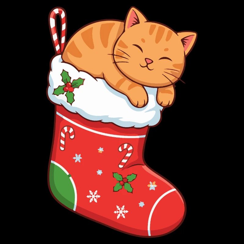 Cuddly cat in festive boots
