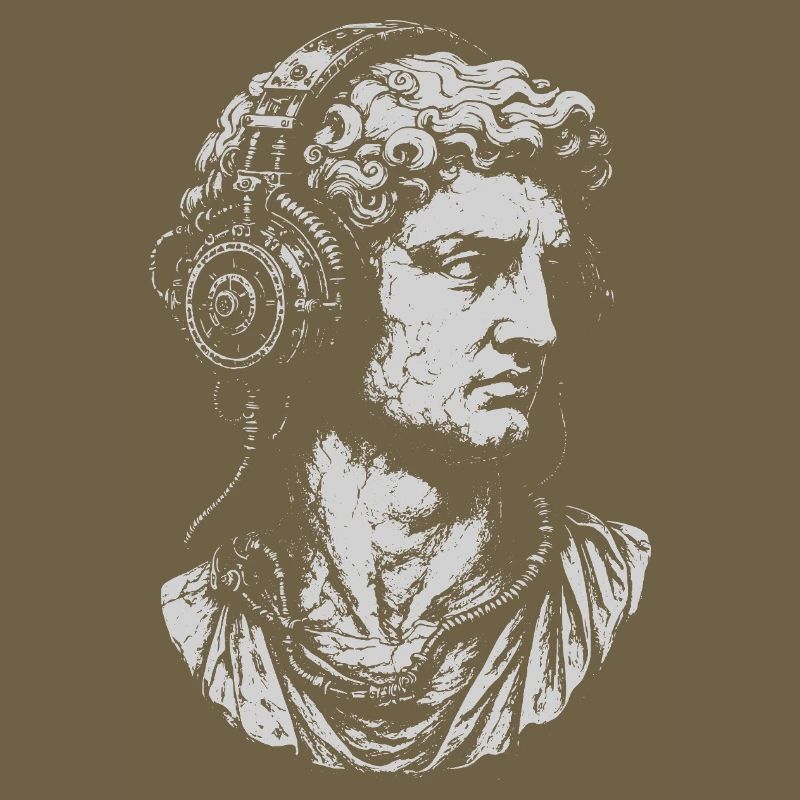 Classical Bust with steampunk Headphones