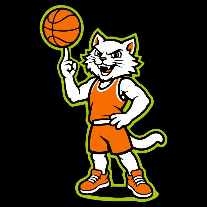 Basketball-Katzen-Maskottchen in Orange
