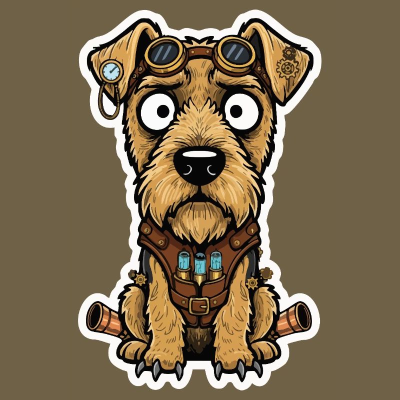 Steampunk Terrier Dog Propulsion und Fläschchen