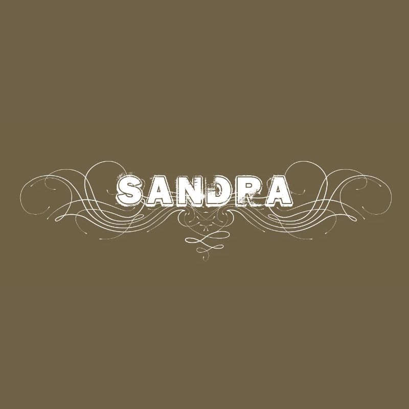 SANDRA lettering with decorative lines