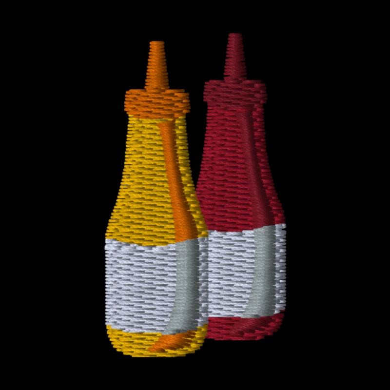 Ketchup and mustard embroidered