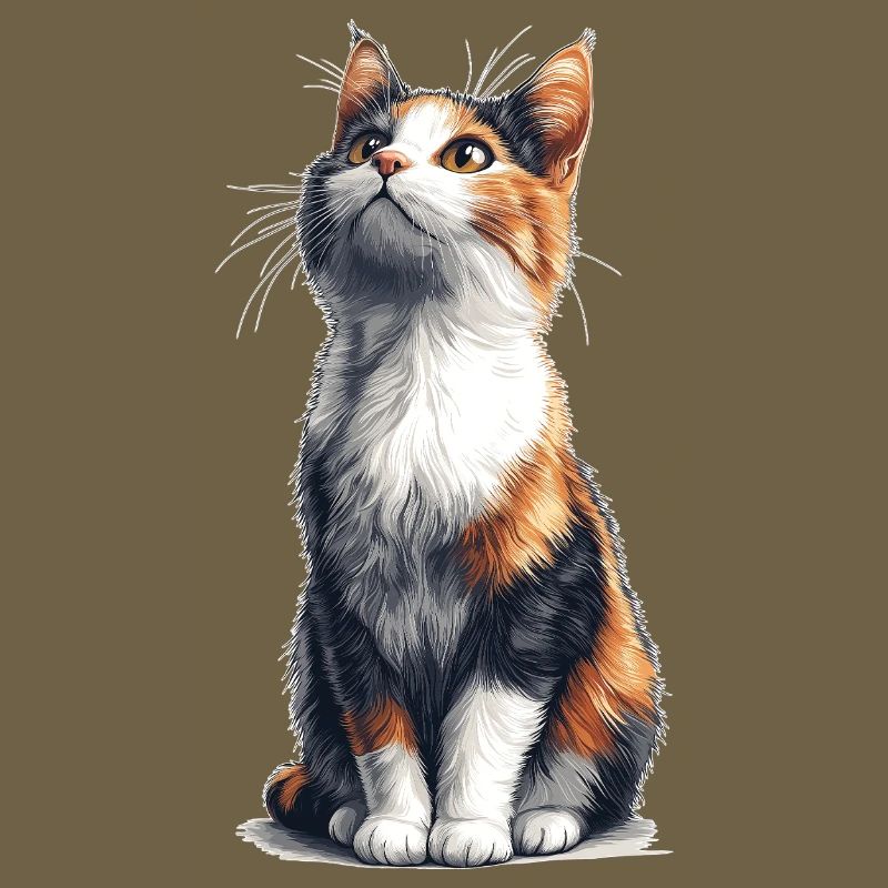 Bunte sitzende Comic Katze