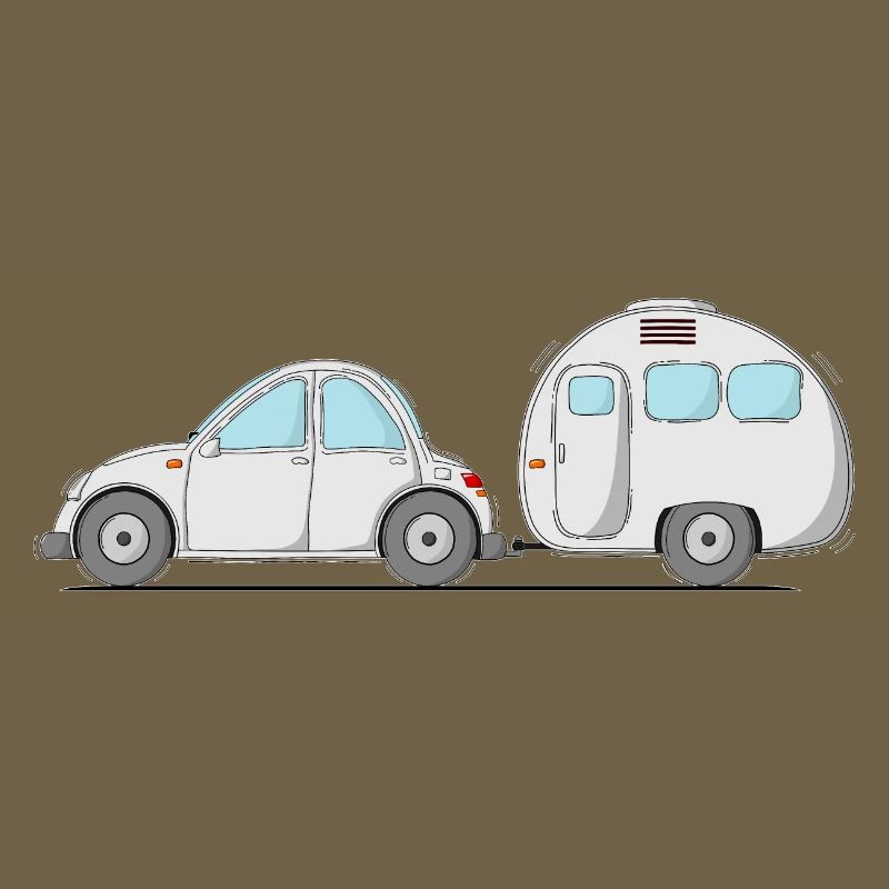 Auto mit Wohnwagen Grau