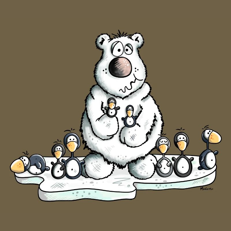 Eisbär mit Pinguinen