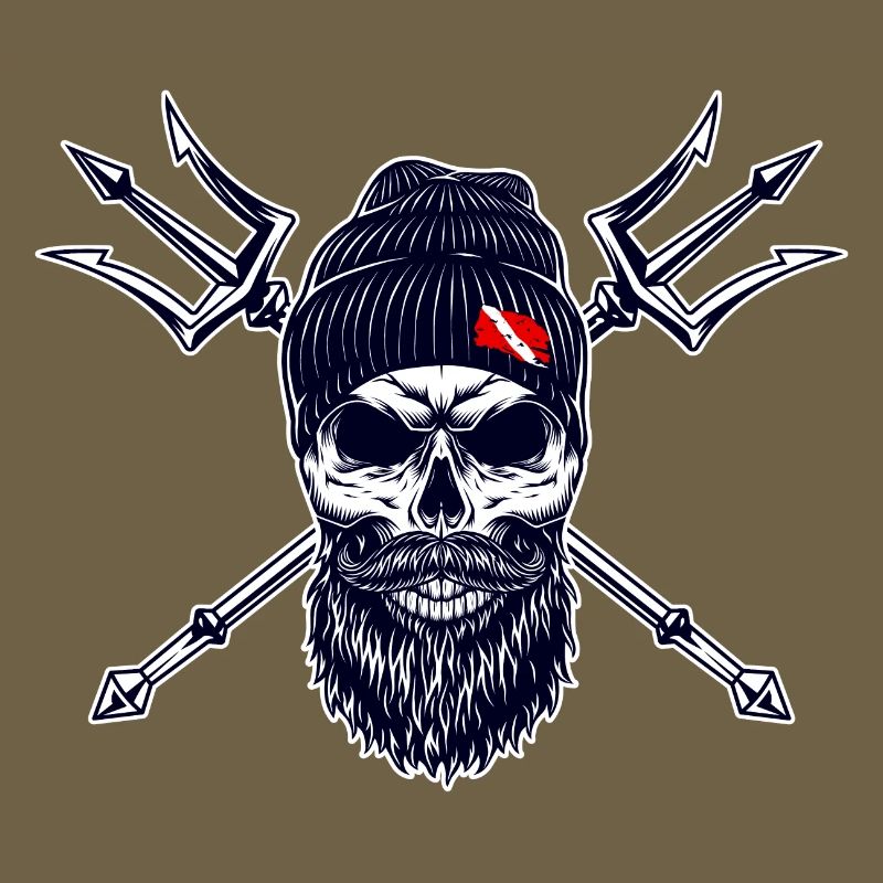 Plongeur Barbu Trident Drapeau Plongée sur Bonnet