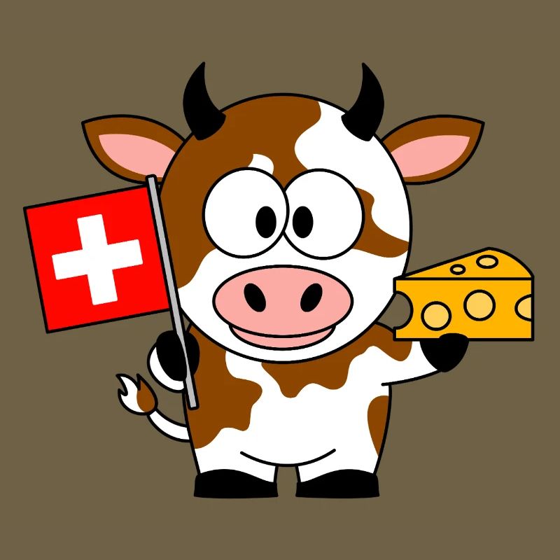 Kuh mit Schweizer Flagge Käse