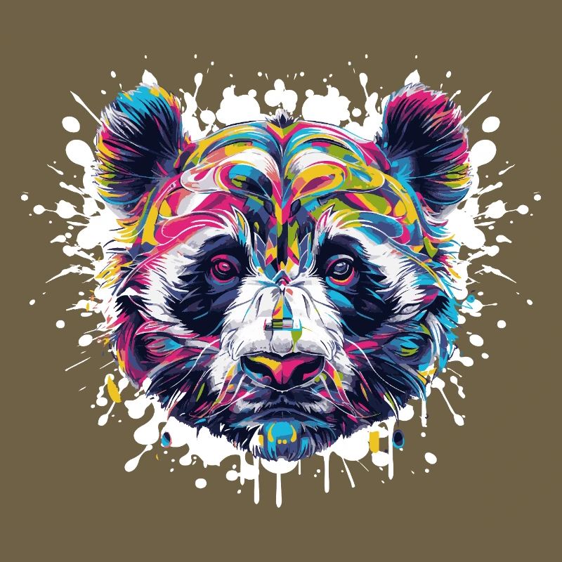 Bunter Panda Kopf Farbexplosion